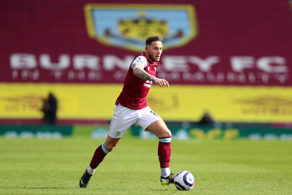 Josh Brownhill of Burnley FC during the Premier League match between Burnley and Arsenal at Turf Moor on March 06, 2021 in Burnley, England. Sporti...