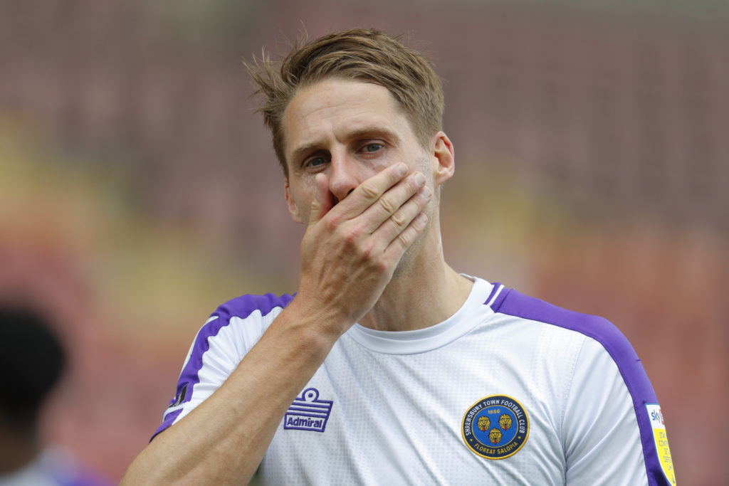 Dave Edwards in action for Shrewsbury vs Crewe