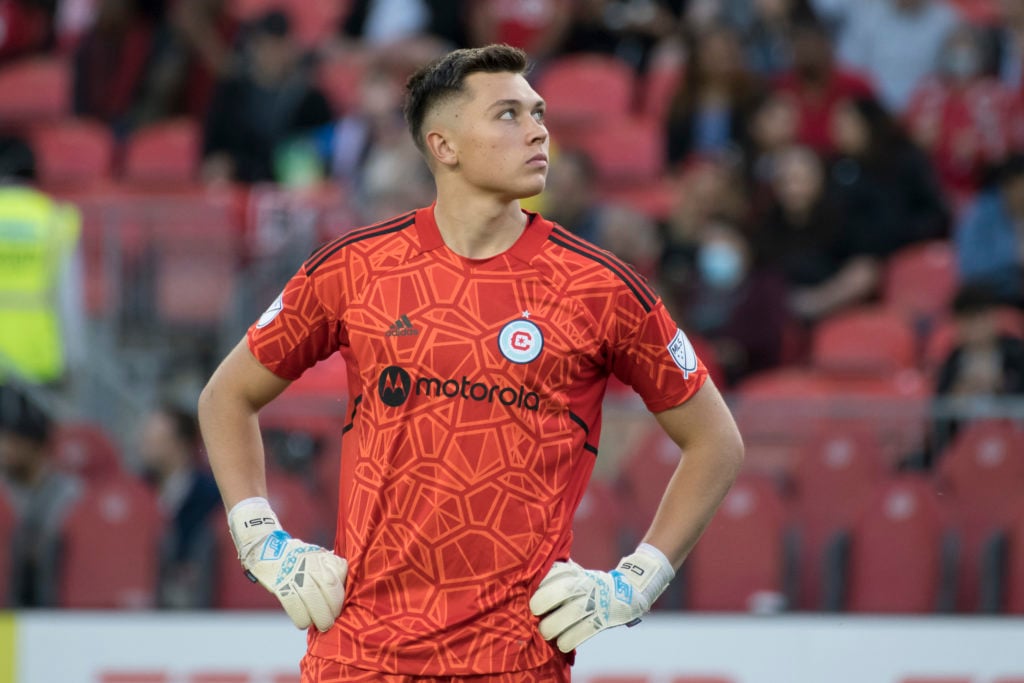 Gabriel Slonina (1) seen during the MLS game between Toronto