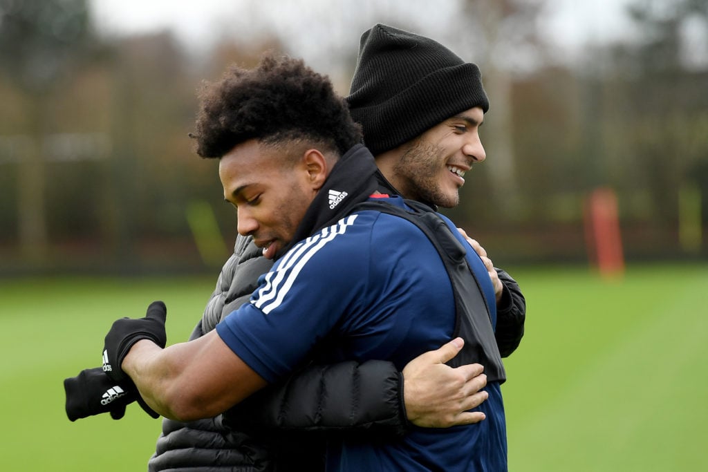 Raul Jimenez Visits his Teammates during a Wolverhampton Wanderers Training Session