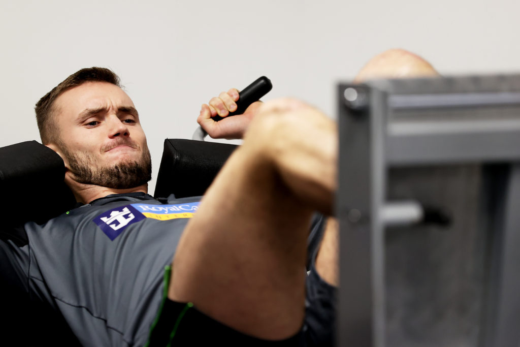 Sasa Kalajdzic of Wolverhampton Wanderers continues his rehabilitation from injury during a Wolverhampton Wanderers Training