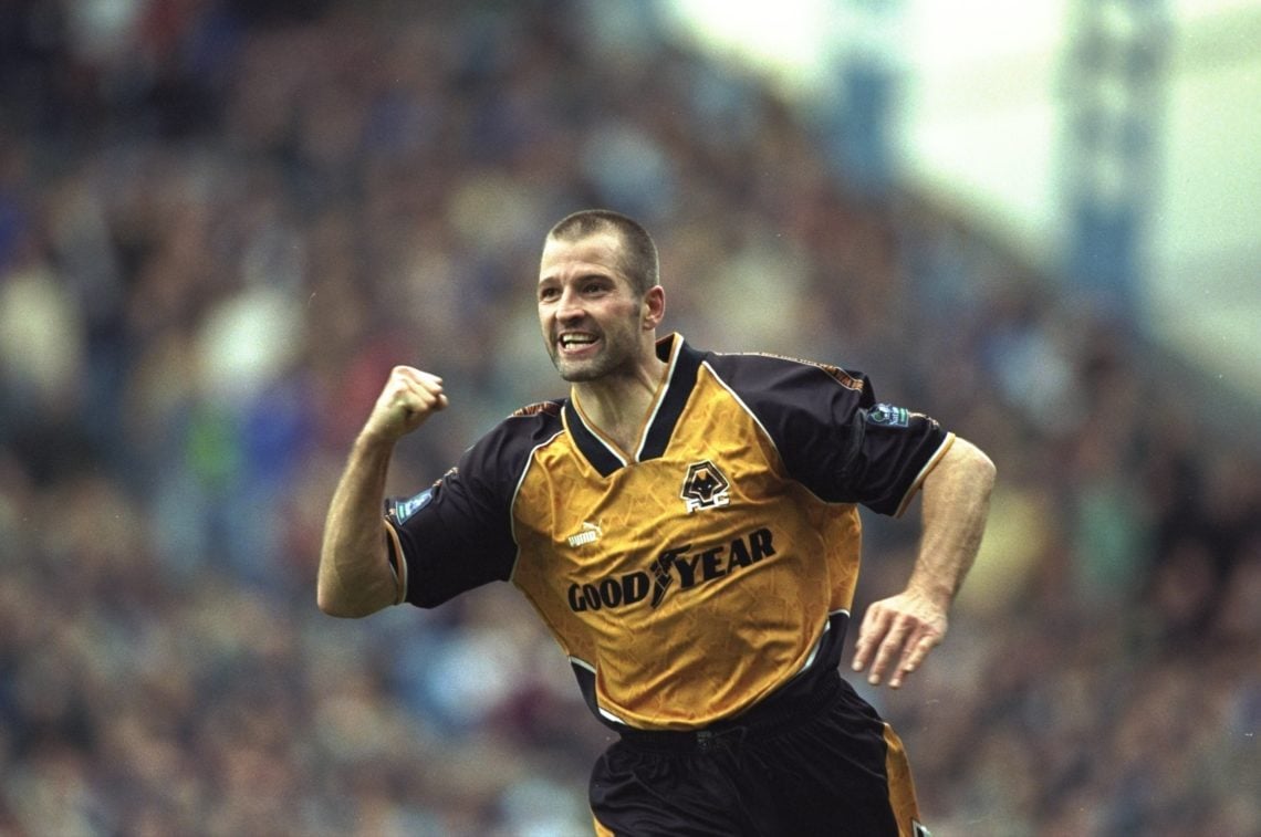 26 Oct 1996:  Steve Bull of Wolverhampton Wanderers celebrates his goal during a Nationwide League Division One match against Manchester City at Ma...