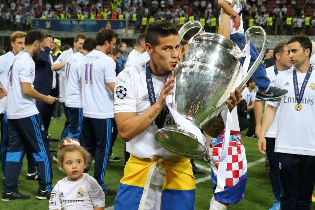 James Rodriguez of Real Madrid during the UEFA Champions League final match between Real Madrid and Atletico Madrid on May 28, 2016 at the Giuseppe...