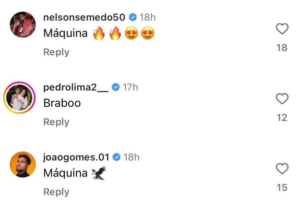 Wolves stars comment on Toti Gomes Instagram.