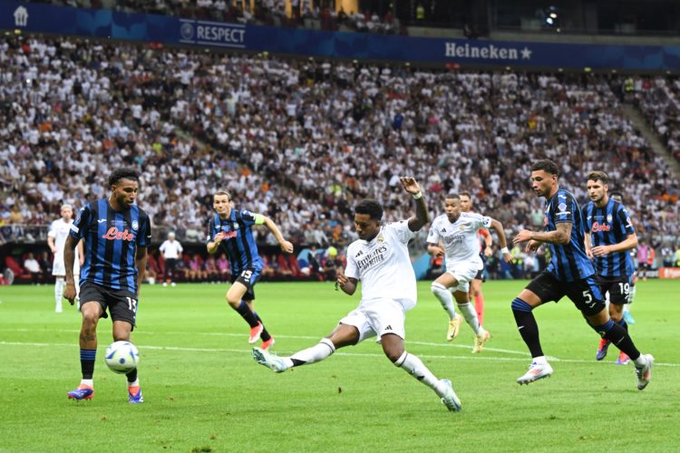 WARSCHAU - (l-r)  Ederson of Atalanta BC, Rodrygo of Real Madrid CF, Ben Godfrey of Atalanta BC, Berat Djimsiti of Atalanta BC tijdens de UEFA Supe...