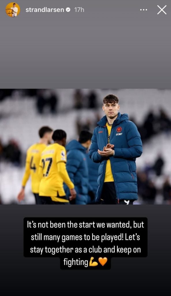 Strand Larsen Instagram message