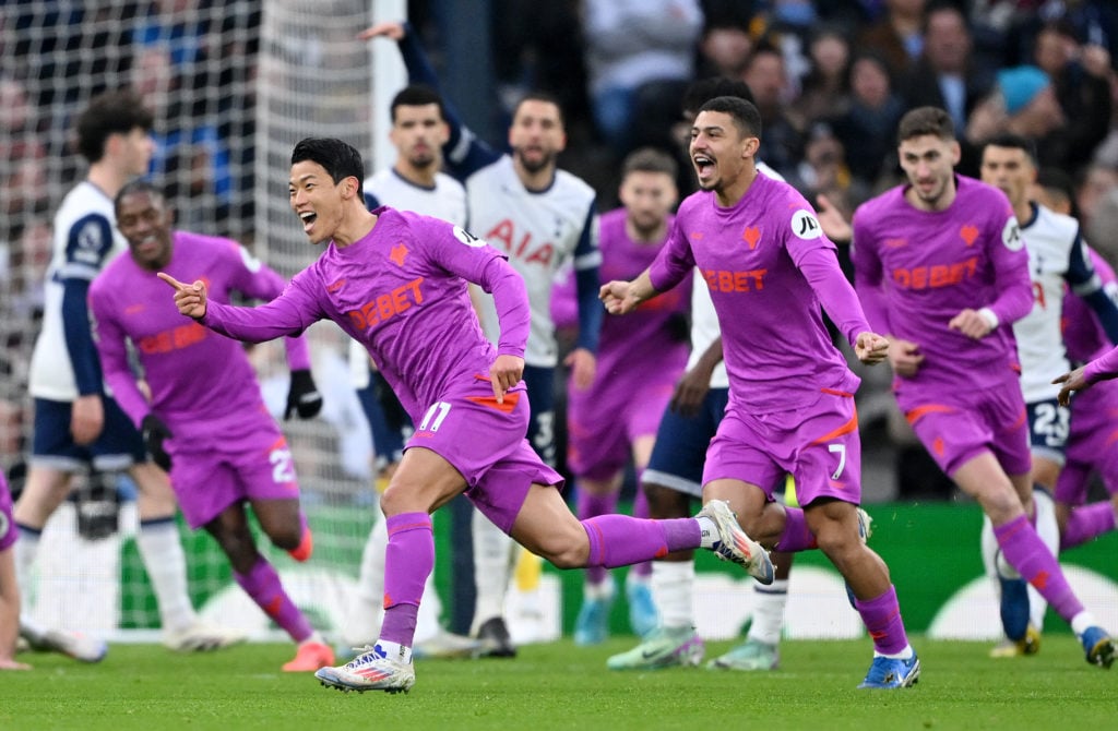 Hwang Hee-chan celebrating during Tottenham vs Wolves