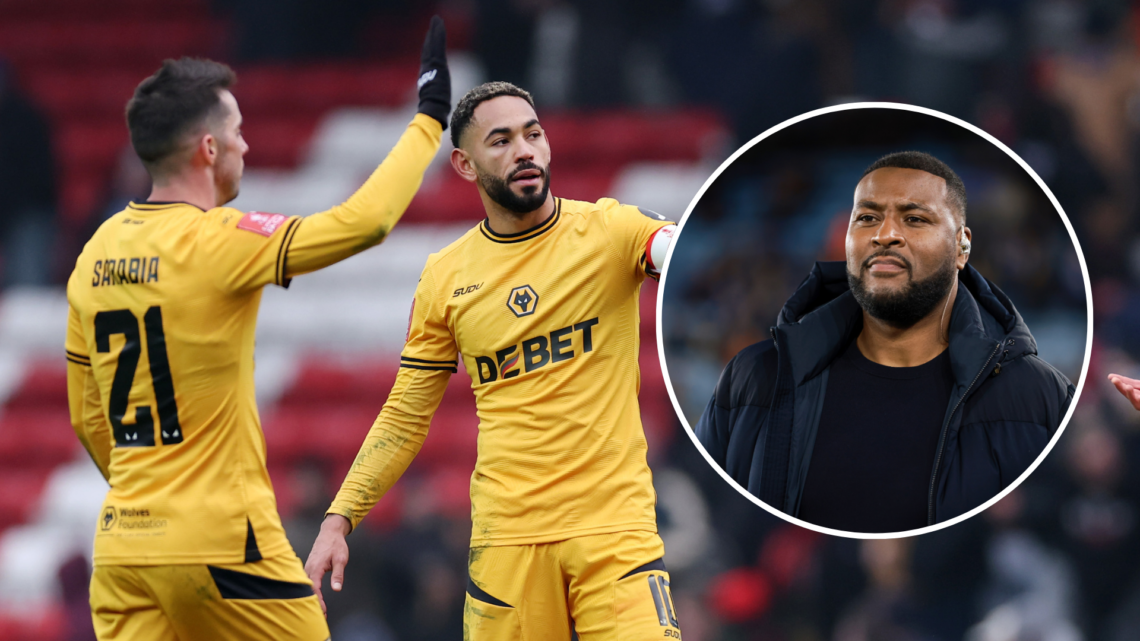 An image showing Matheus Cunha (centre) and Pablo Sarabia (left) with Wes Morgan (circle)