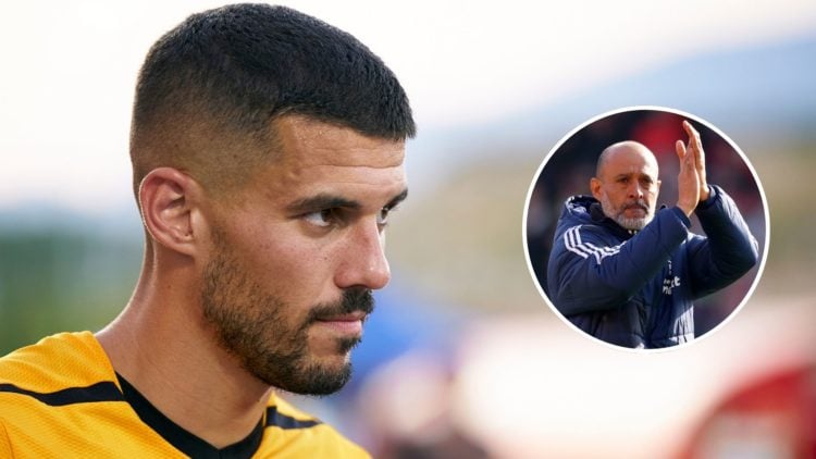 Conor Coady leaves the pitch following the pre-season friendly match between Besiktas and Wolverhampton Wanderers with inset of Nuno Espirito Santo...