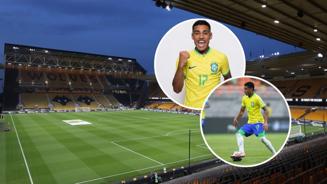 General view of Molineux Stadium ahead of the Premier League match between Wolverhampton Wanderers FC and Everton FC with insets of Fillipi Riquelm...