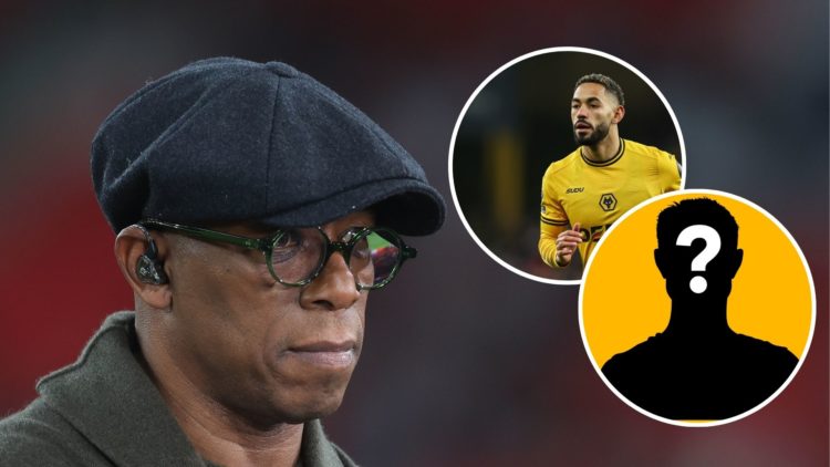 TV presenter for ITV Ian Wright during the Women's international friendly between England and the USA at Wembley Stadium. Inset, Wolverhampton Wand...
