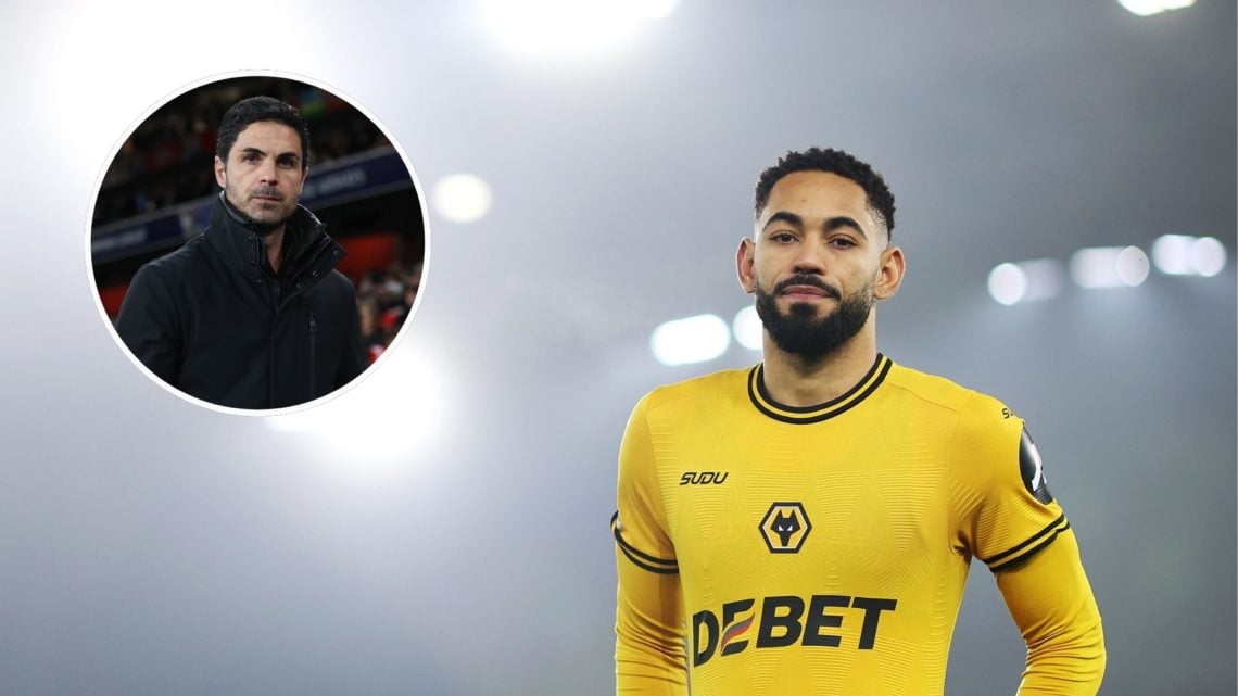 Matheus Cunha of Wolverhampton Wanderers looks on ahead of the Premier League match between Wolverhampton Wanderers FC and Manchester United FC at ...