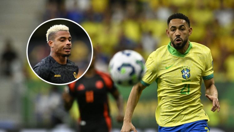 Matheus Cunha of Brazil in action during the 2026 FIFA World Cup South American Qualifications football match between Brazil and Colombia at the Ma...