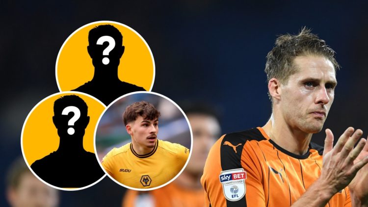 Dave Edwards of Wolverhampton Wanderers during the Sky Bet Championship match between Cardiff City and Wolverhampton Wanderers. Inset, Rodrigo Gome...