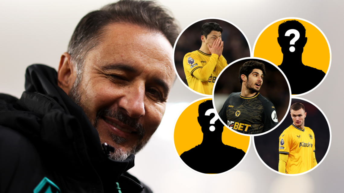 An image of Vitor Pereira (left) with Hwang Hee-chan (upper right, circled), Goncalo Guedes (centre, circled) and Sasa Kalajdzic (lower left, circl...