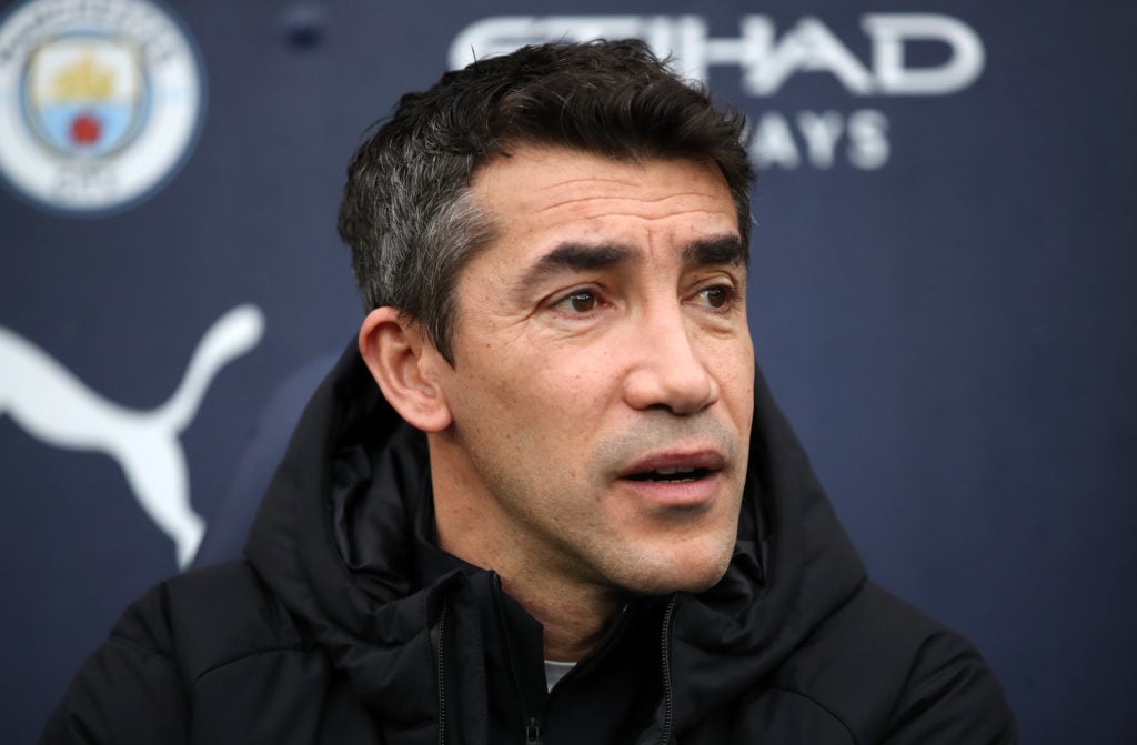 Bruno Lage in the dugout at the Etihad Stadium.