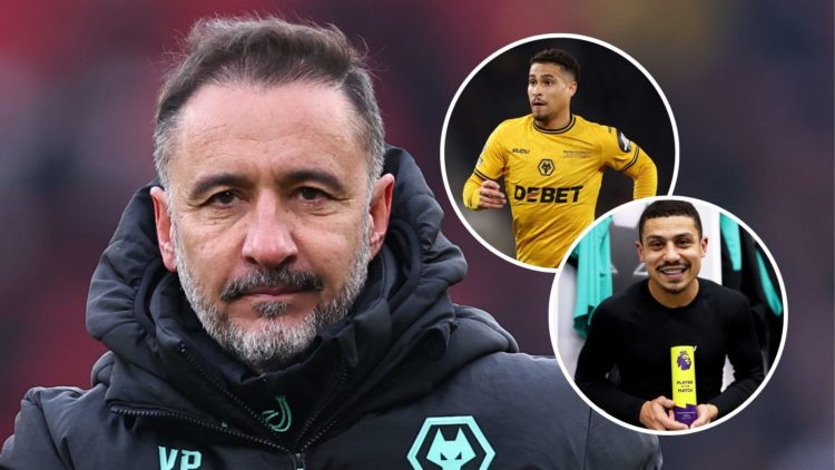 An image of Vitor Pereira (left) with insets of Joao Gomes and Andre (circled).