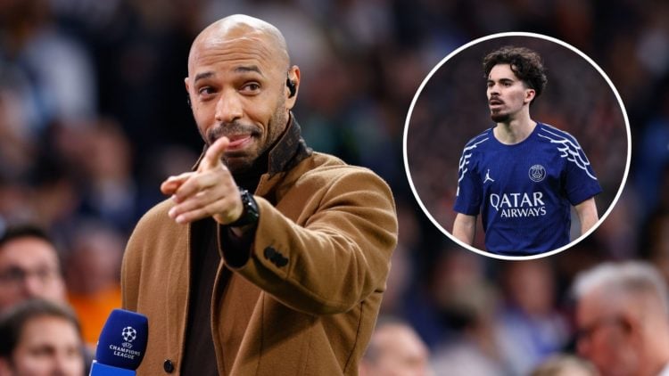 An image of Thierry Henry (left) with an inset of Vitinha (circled).
