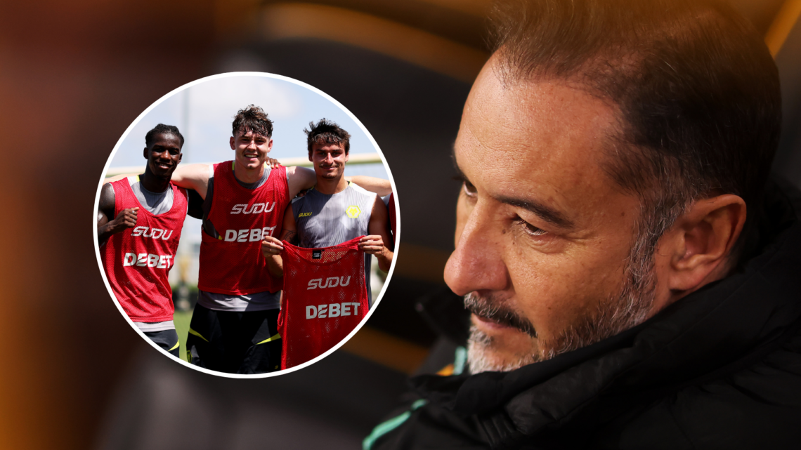 An image of Vitor Pereira (right) with Chiquinho, Jorgen Strand Larsen and Hugo Bueno (left, circled).