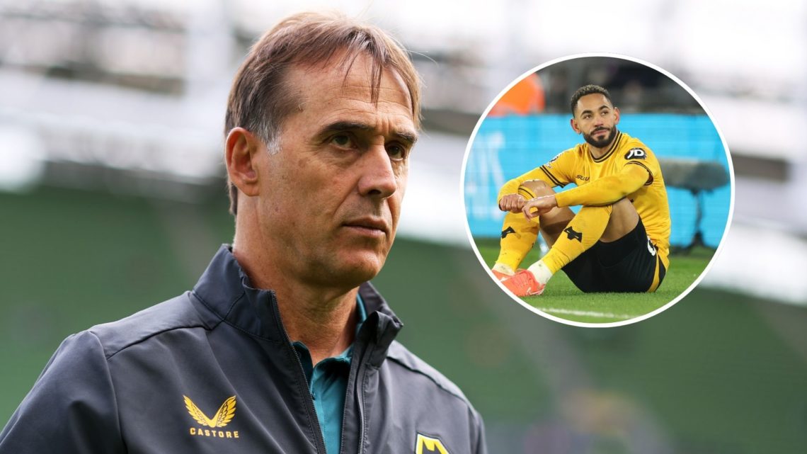 An image of Julen Lopetegui (left) with an inset of Matheus Cunha (right, circled).