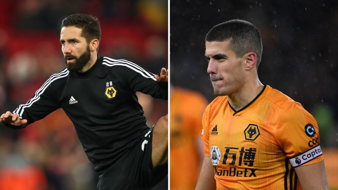 Split image: Conor Coady of Wolverhampton Wanderers during the Premier League match between Wolverhampton Wanderers and Tottenham Hotspur at Moline...