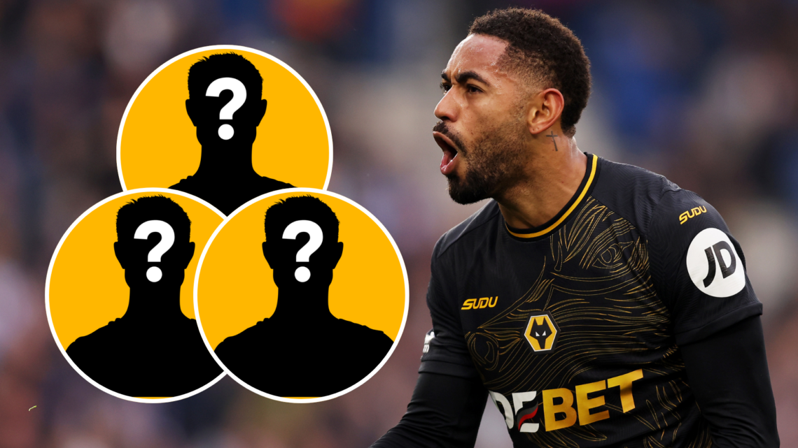 An image of Matheus Cunha (right) with three mystery player graphics (left, circled).