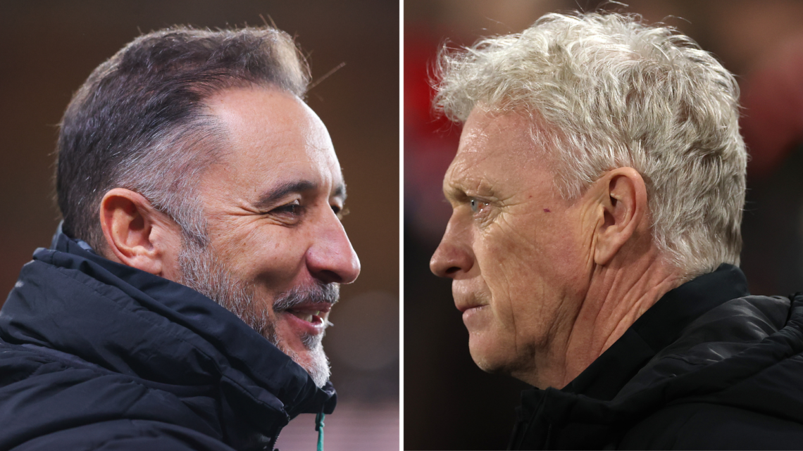 A split image of Vitor Pereira (left) and David Moyes (right).