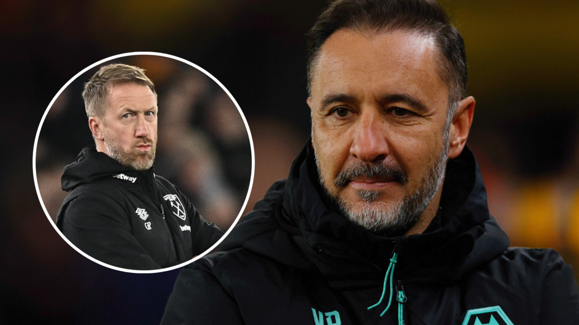 An image of Vitor Pereira (right) with Graham Potter (left, circled).