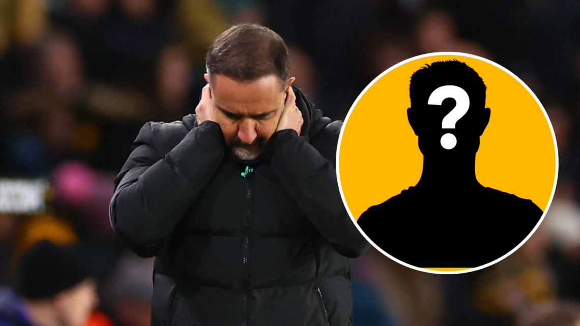 An image of Vitor Pereira (left) with a graphic of a mystery player (right, circled).