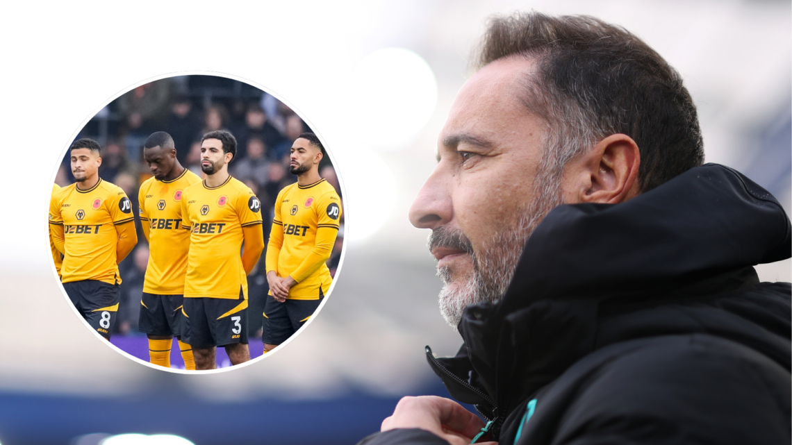 An image of Vitor Pereira (right) with, left to right, Joao Gomes, Toti Gomes, Rayan Ait-Nouri and Matheus Cunha (inset).