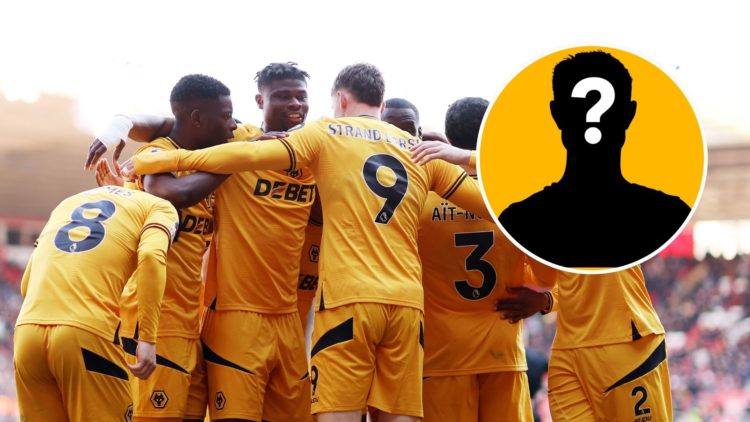 Jorgen Strand Larsen of Wolverhampton Wanderers celebrates with teammates after scoring his team's second goal during the Premier League match betw...