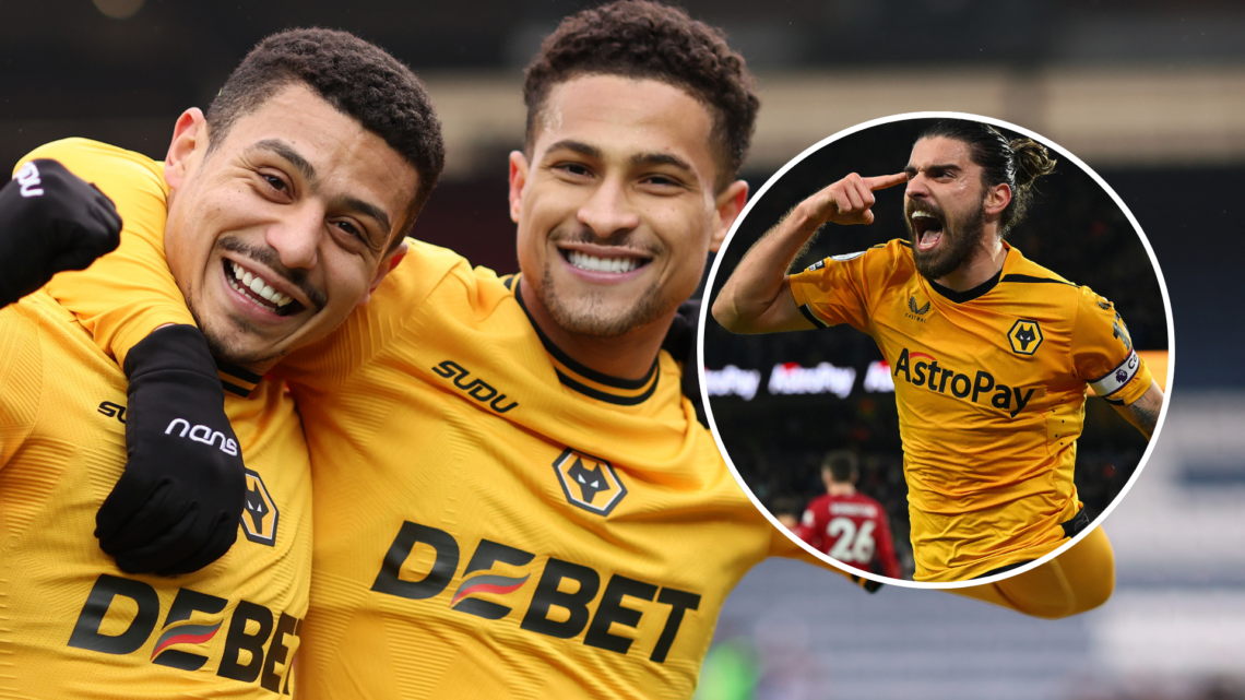 Andre and Joao Gomes of Wolverhampton Wanderers celebrate victory after the Emirates FA Cup Fourth Round match between Blackburn Rovers and Wolverh...