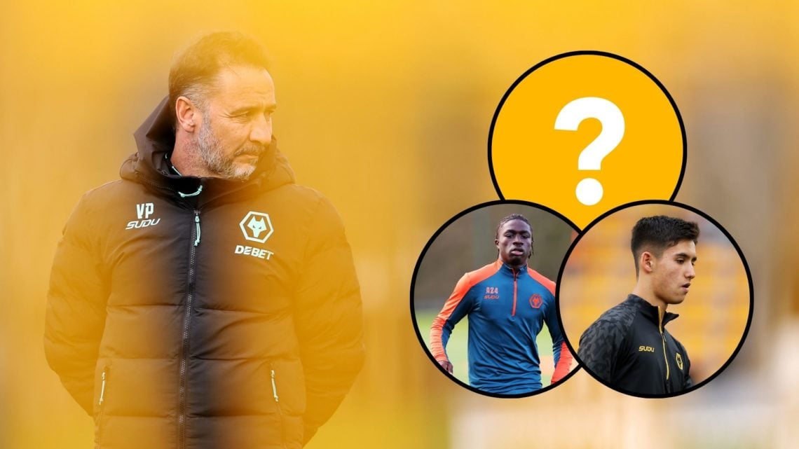 Vitor Pereira looks on during a Wolverhampton Wanderers Training Session with insets of Mateus Mane during a Wolverhampton Wanderers Training Sessi...