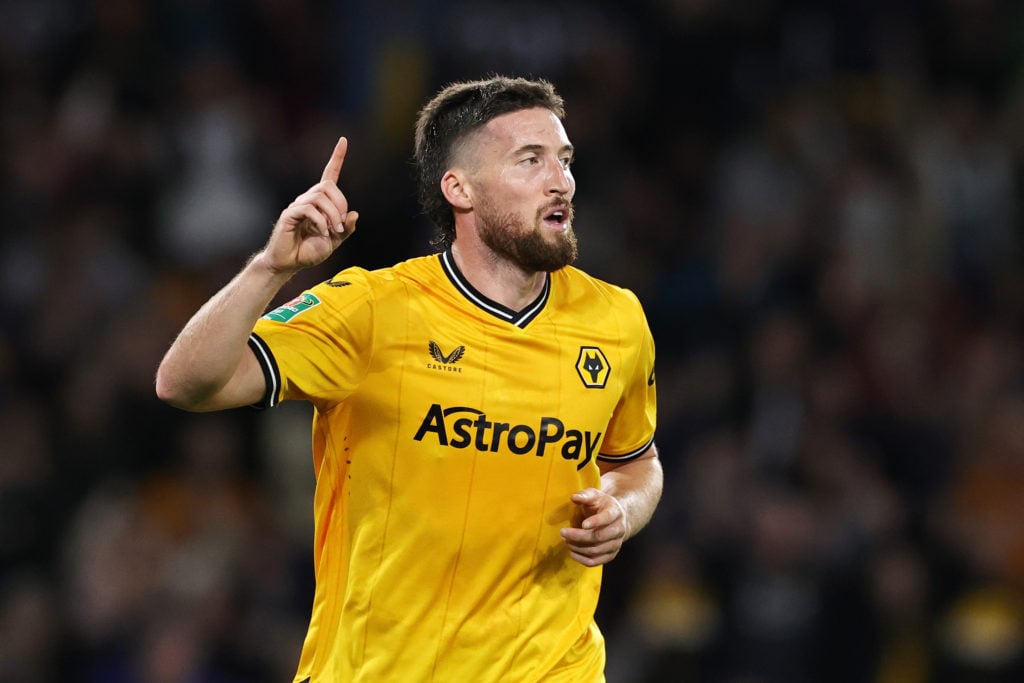 Matt Doherty playing for Wolves vs Blackpool.