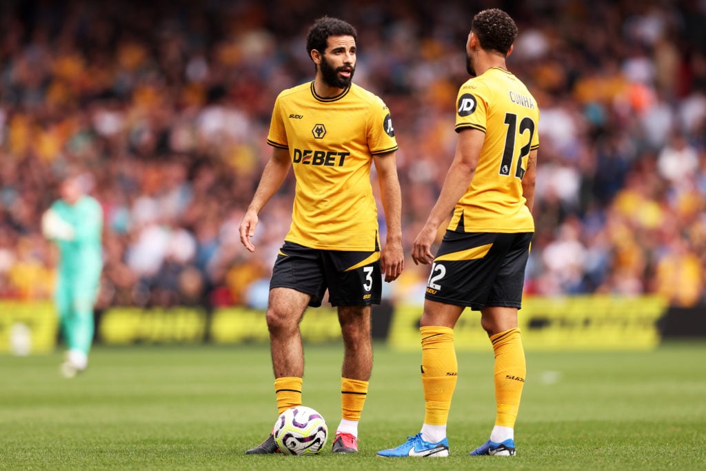 Matheus Cunha and Rayan Ait-Nouri of Wolverhampton Wanderers