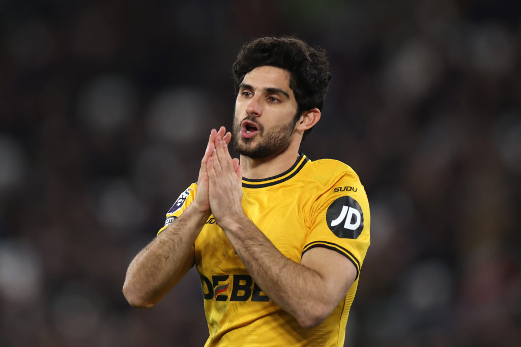 Goncalo Guedes playing for Wolves against West Ham United.