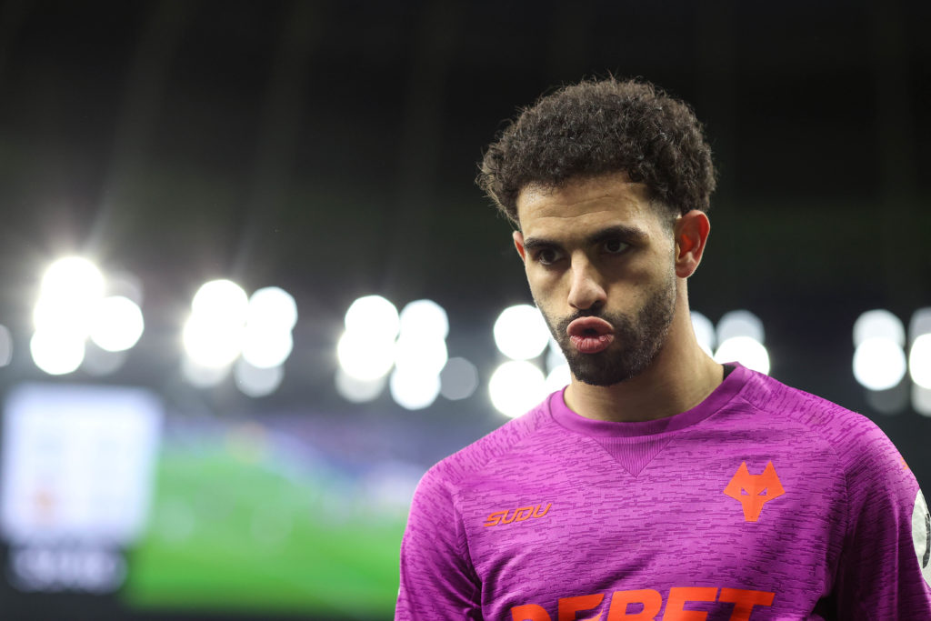 Rayan Ait-Nouri playing for Wolves against Tottenham.