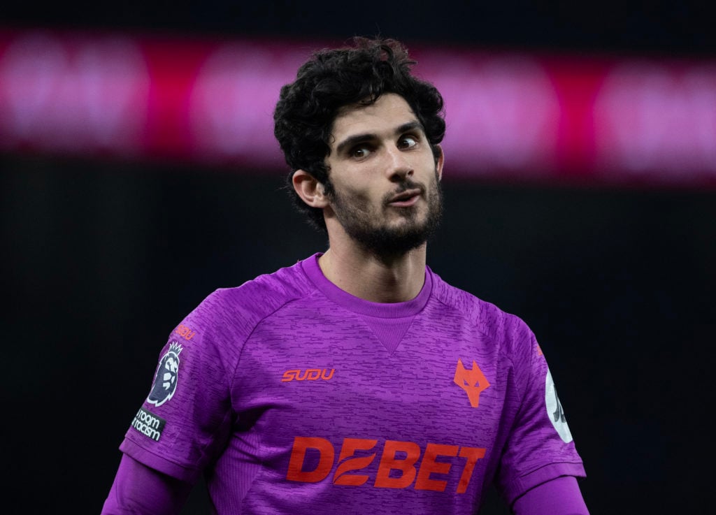 Goncalo Guedes of Wolverhampton Wanderers during the Premier League match between Tottenham Hotspur FC and Wolverhampton Wanderers FC at Tottenham Hotspur Stadium on December 29, 2024 in London, England.