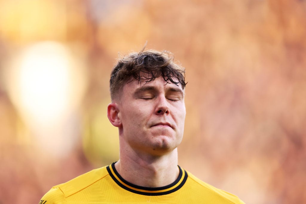 Jorgen Strand Larsen reacts for Wolves.