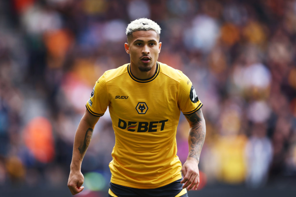 Joao Gomes playing for Wolves.