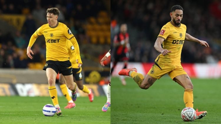 A split image of Jorgen Strand Larsen and Matheus Cunha.