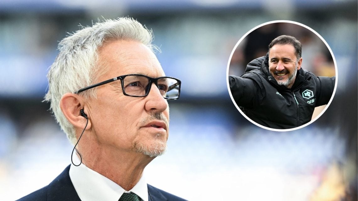 Gary Linker is seen presenting for LaLigaTV prior to the LaLiga Santander match between RCD Espanyol and FC Barcelona at RCDE Stadium. Inset, Vitor...