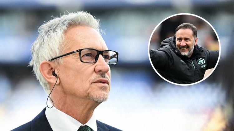 Gary Linker is seen presenting for LaLigaTV prior to the LaLiga Santander match between RCD Espanyol and FC Barcelona at RCDE Stadium. Inset, Vitor...