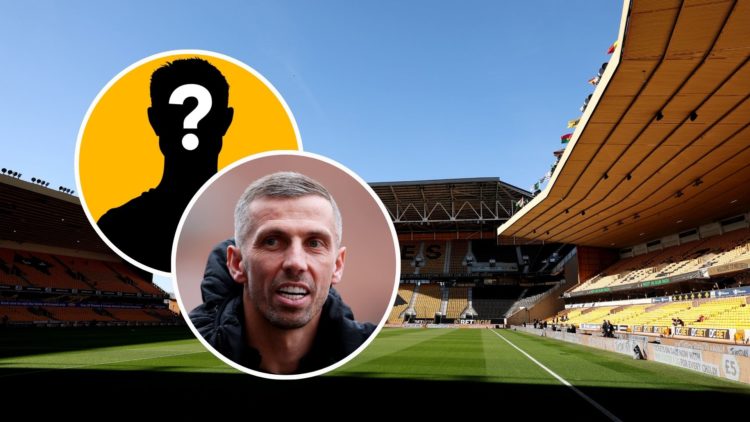 General view inside the stadium prior to the Premier League match between Wolverhampton Wanderers FC and West Ham United FC at Molineux. Inset myst...