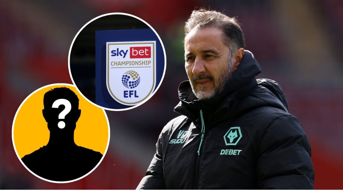 An image of Vitor Pereira with insets of the EFL Championship badge and mystery player.