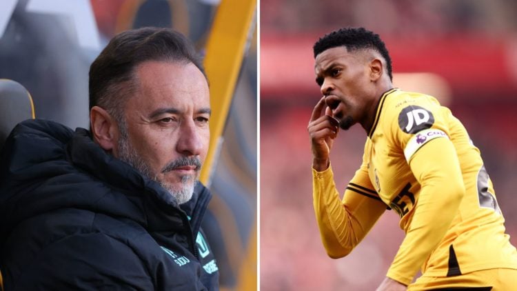 Split image: Vitor Pereira, head coach of Wolverhampton Wanderers, during the Premier League match between Wolverhampton Wanderers FC and West Ham ...