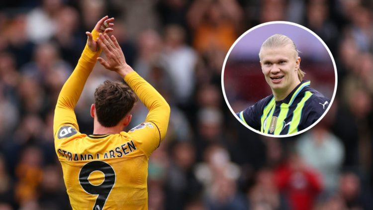 Jorgen Strand Larsen of Wolverhampton Wanderers applauds the fans during the Premier League match between Wolverhampton Wanderers FC and Tottenham ...