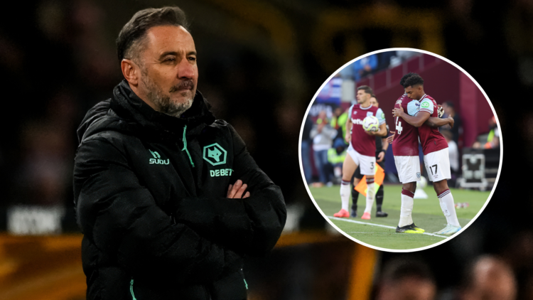 An image of Vitor Pereira (left) and Luis Guilherme (right, circled).