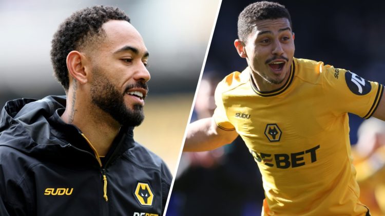 Matheus Cunha warming up for Wolves (left), Andre in action for Wolves (right)