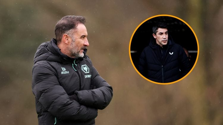 Vitor Pereira in Wolves training (left), former Wolves manager Bruno Lage (inset)